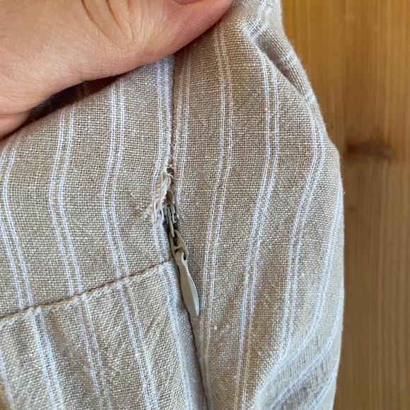 Lamb Linen Lagenlook Stripe Midi Asymmetrical Hemline Dress - Picture 6 of 6